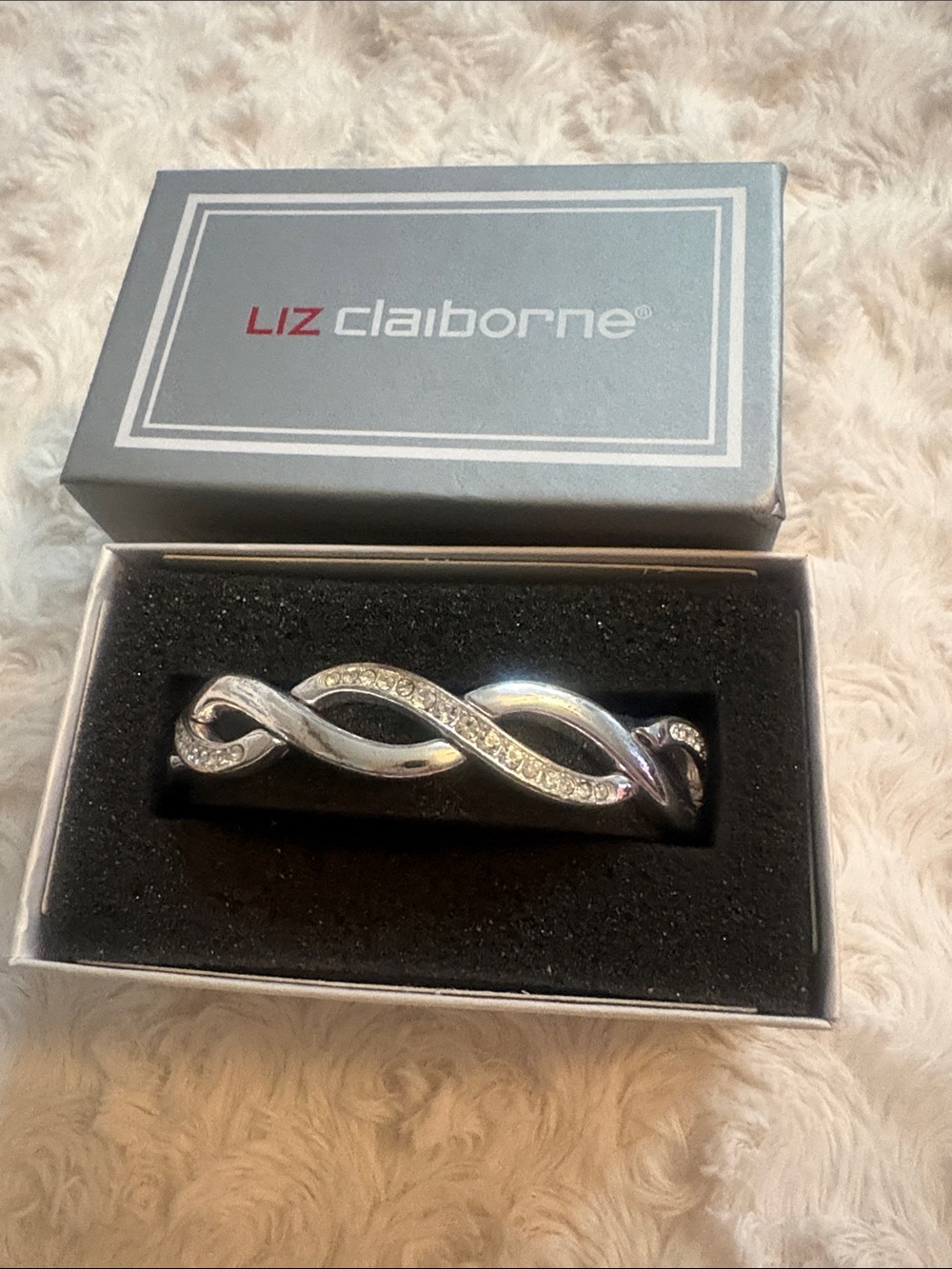 Liz Claiborne Silver Crystal Twist Bracelet